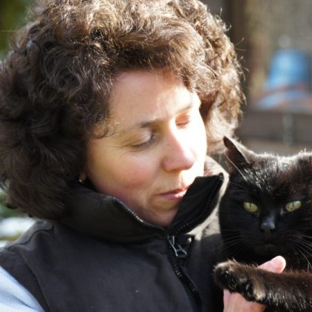 Sue loving her own Cat at Toton Cattery